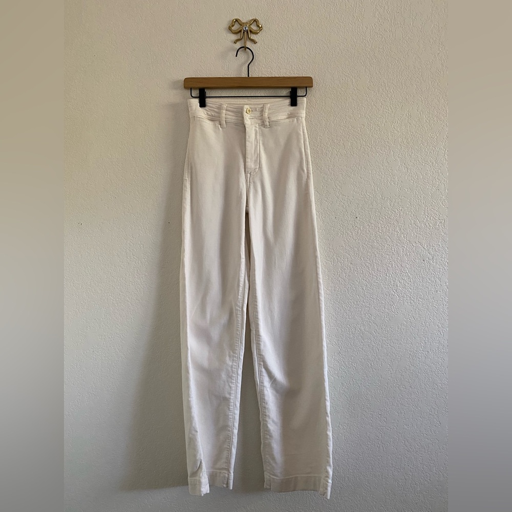 Faherty Harbor Stretch Terry Wide Leg Pants Women’s Size 24 Cream High Rise